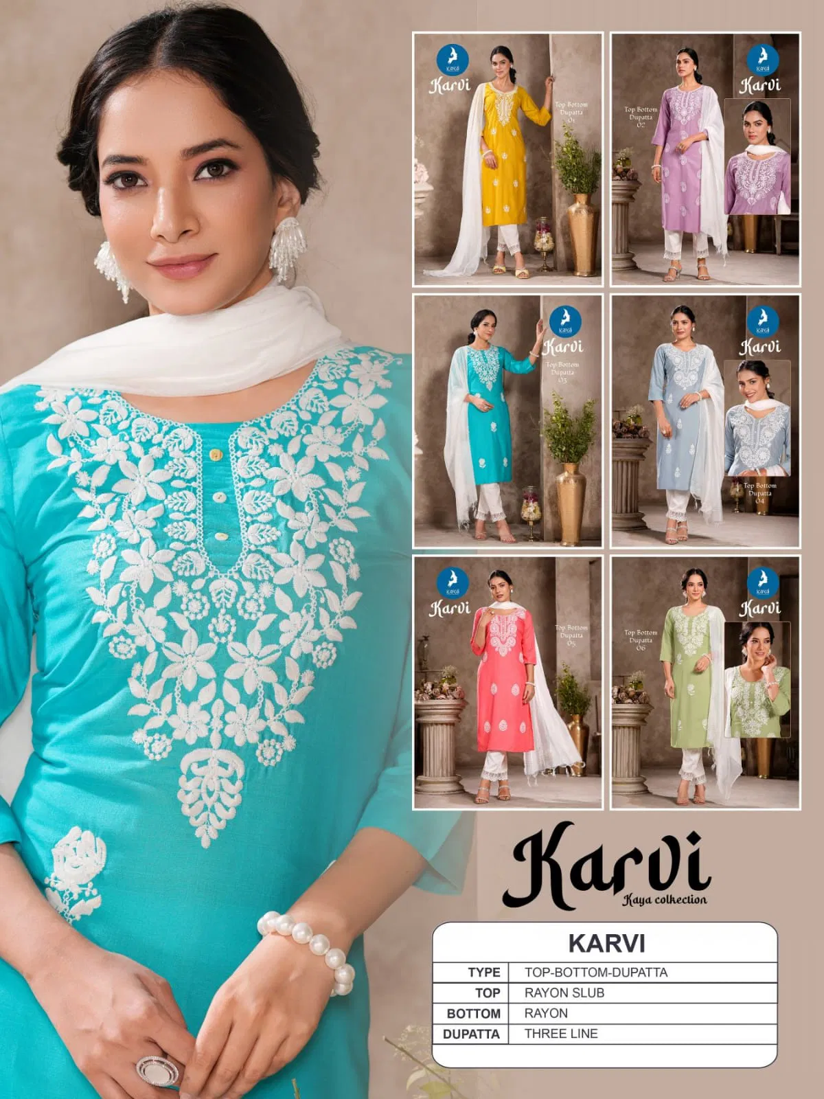 Karvi By Kaya Rayon Wholesale Kurti With Bottom Dupatta Suppliers In Mumbai